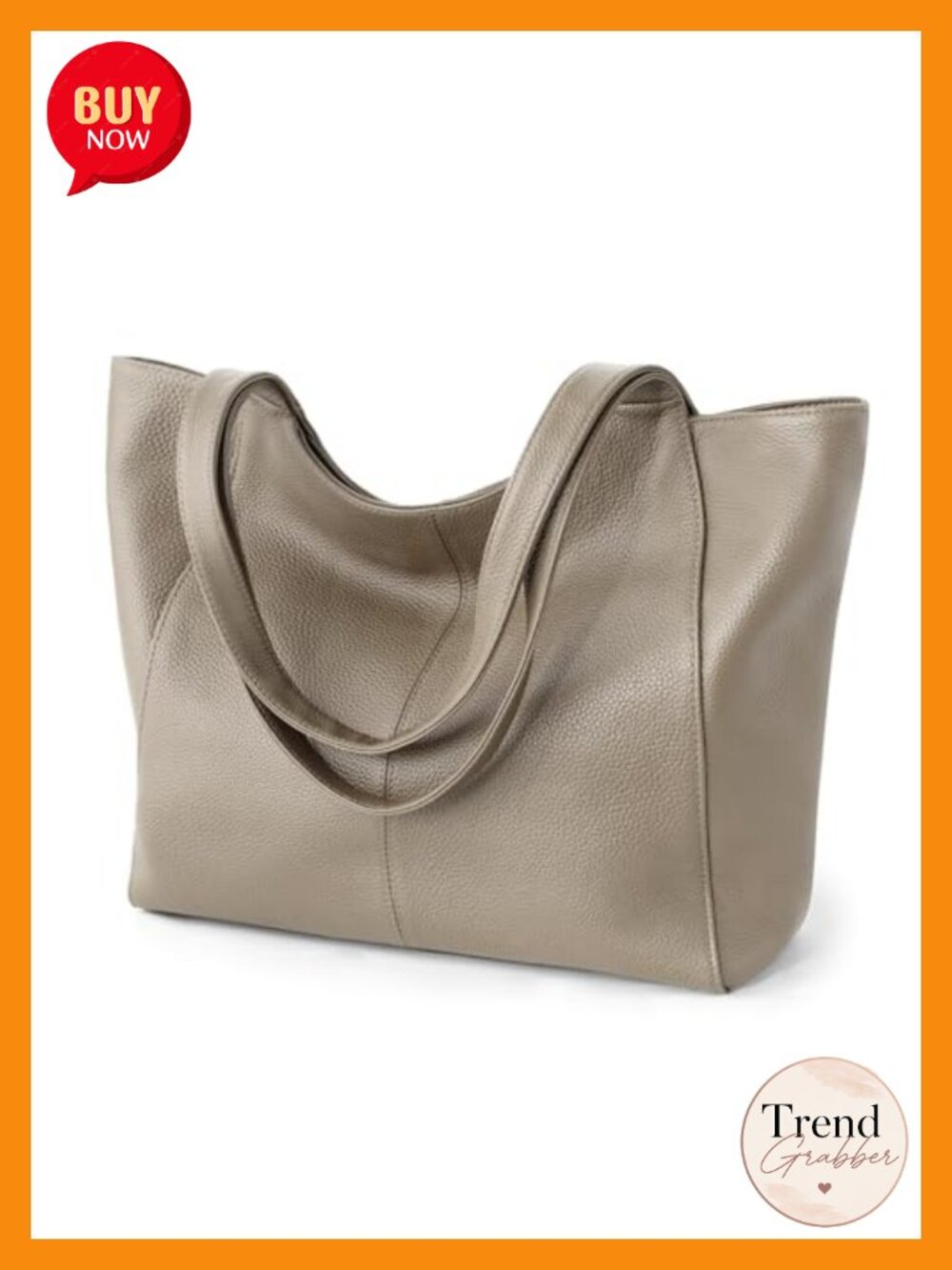 Genuine Leather Slouchy Tote Bag for Women Work Laptop Zipper